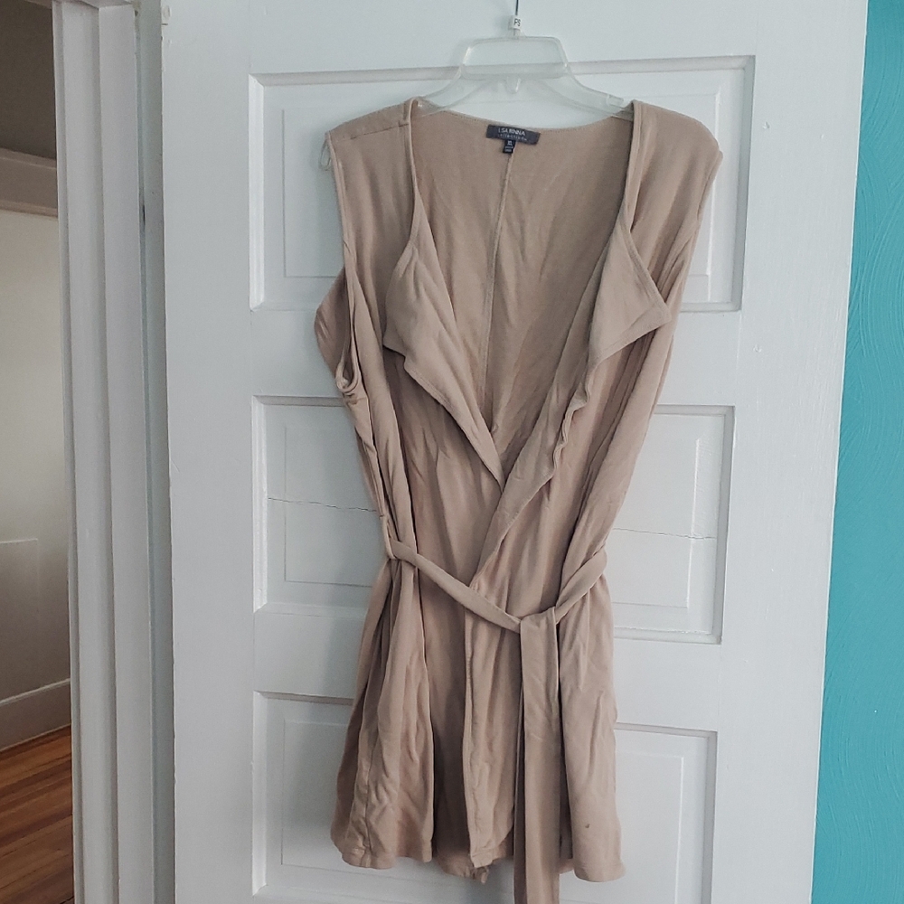Elegant Tan Wrap Dress